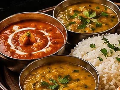 Butter chicken and dal, cooked to order